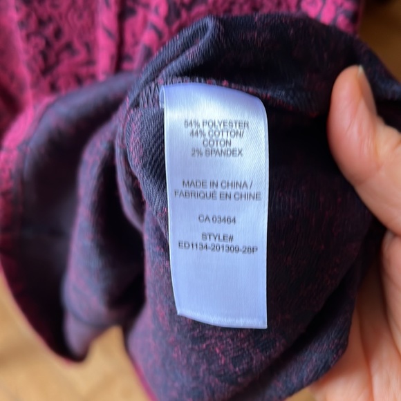 NWT Burgundy and Black Textured Print Fit and Flare Dress - Picture 5 of 5